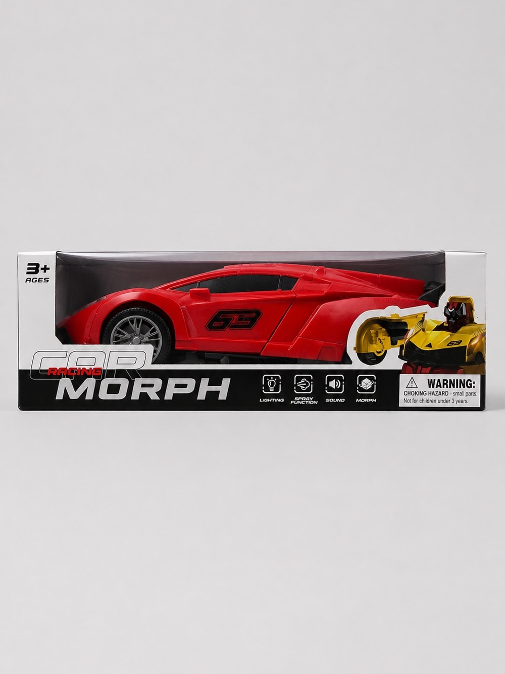 Racing Morph Red Sports Car Toy – Lights, Sound & Transformation – Brand New in